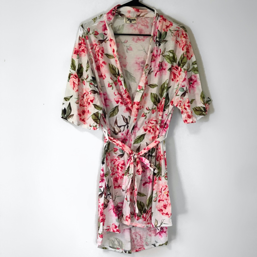 Show Me Your Mumu Floral Wrap Kimono Robe Sz Small